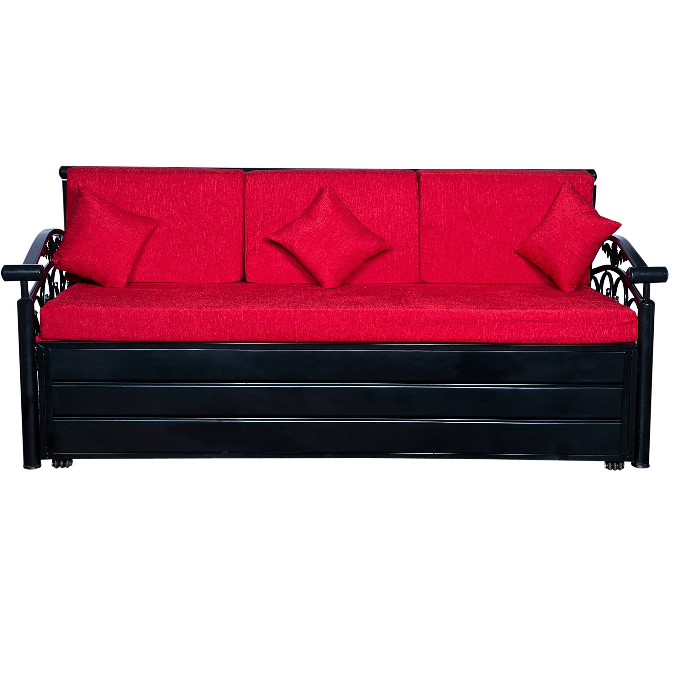 Carlisle Sofa Cum Bed With Hydraulic Storage In Red