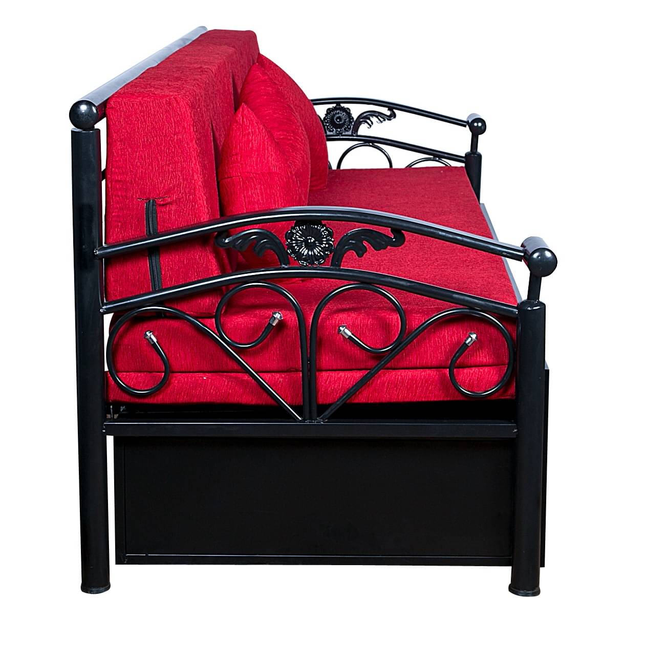 Carlisle Sofa Cum Bed With Hydraulic Storage In Red