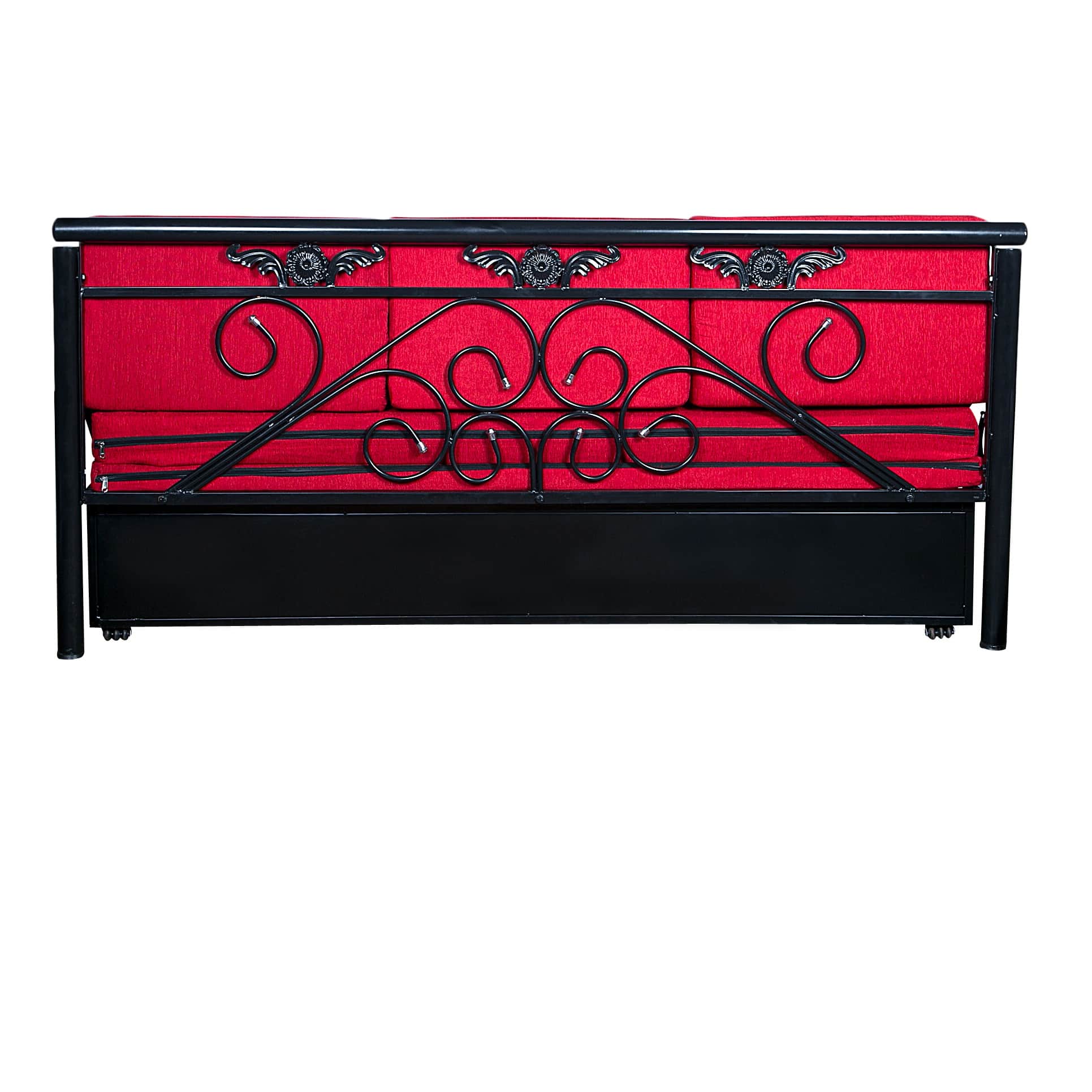 Carlisle Sofa Cum Bed With Hydraulic Storage In Red - bottom_view