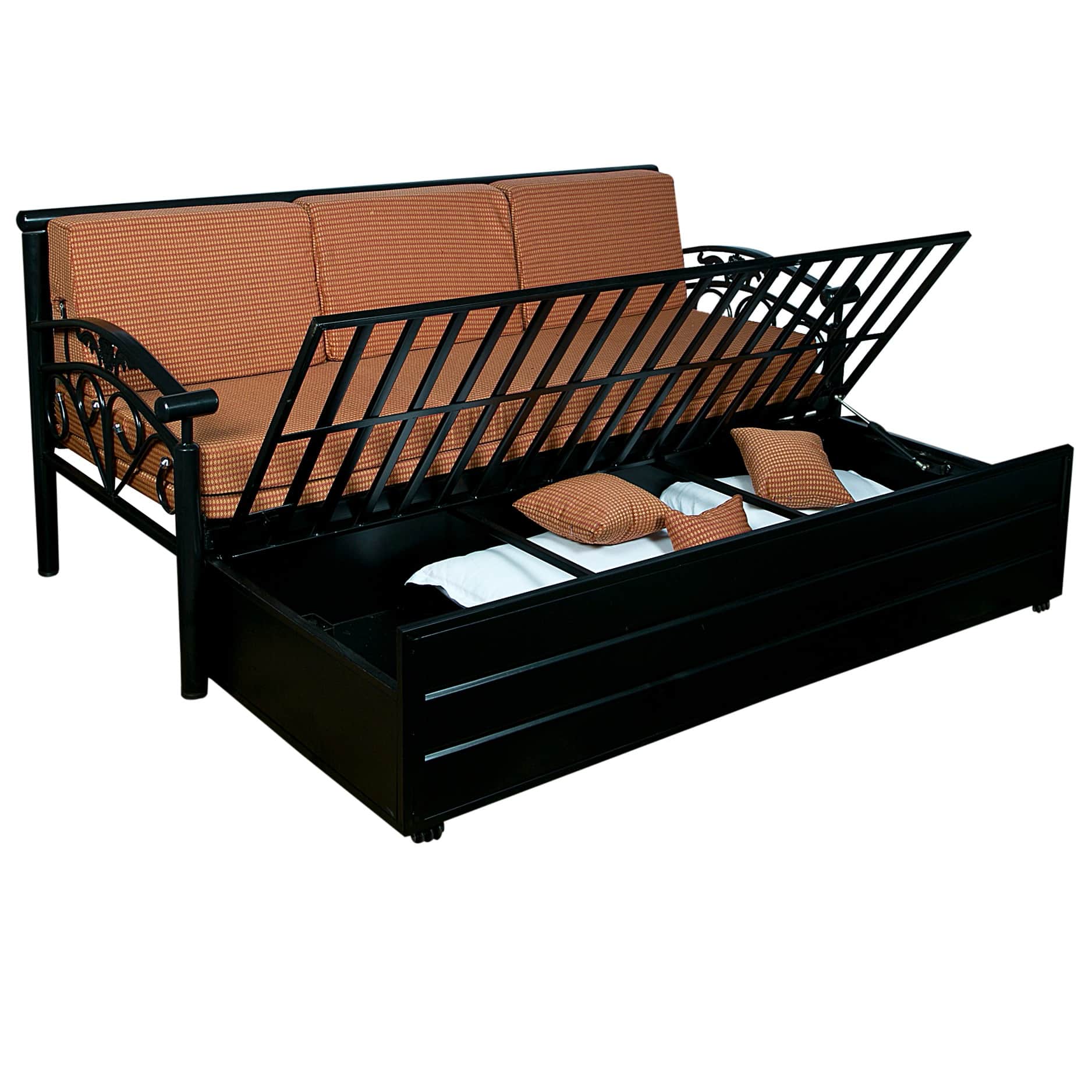 Carlisle Sofa Cum Bed With Hydraulic Storage - rear_view