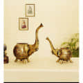 Metal Tea Light Candle Holder for Home Décor Elephant Design set of 2 - photo