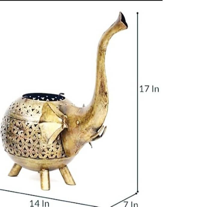 Metal Tea Light Candle Holder for Home Décor Elephant Design set of 2