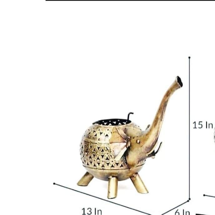 Metal Tea Light Candle Holder for Home Décor Elephant Design set of 2 - rear_view