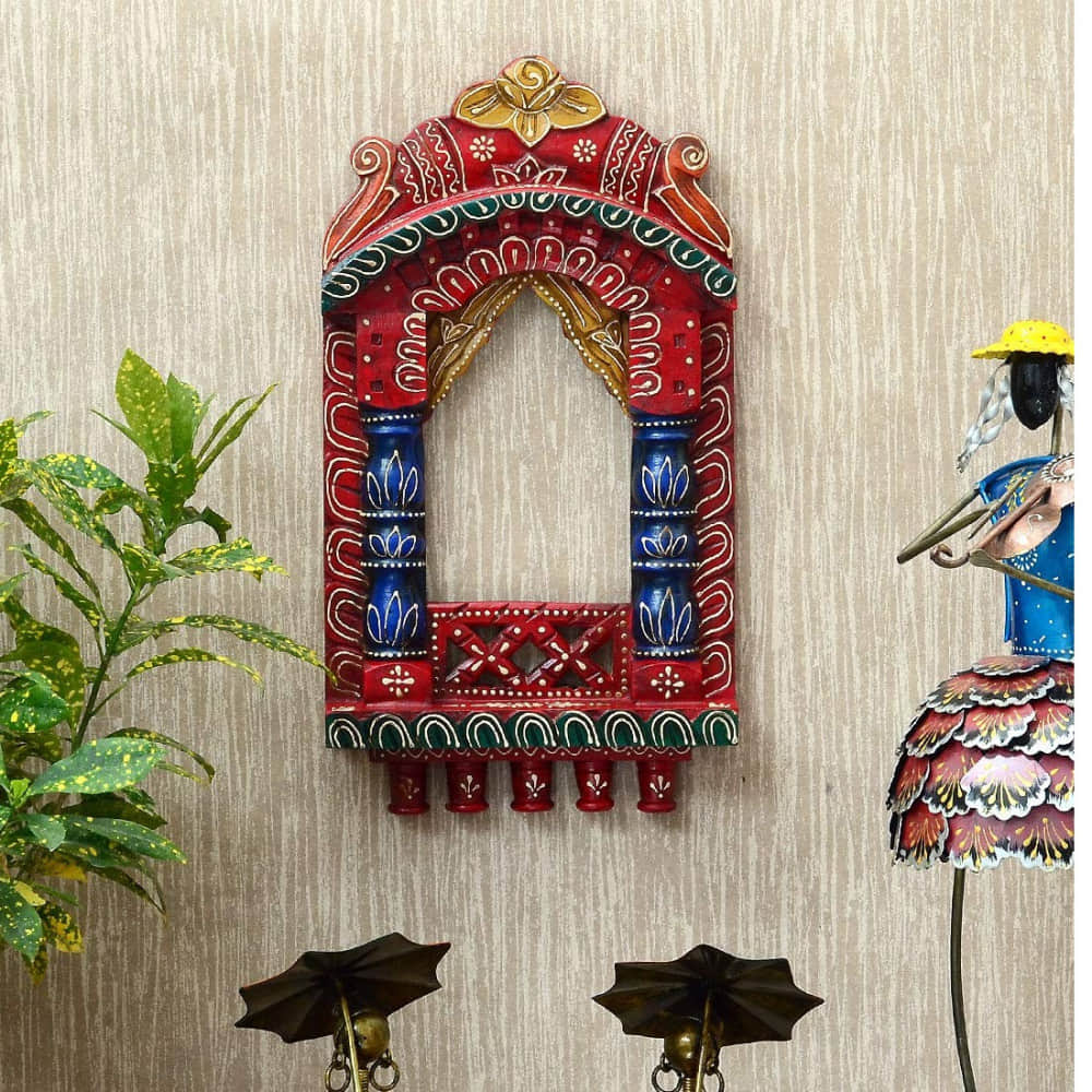 Wall Hanging Jharokha Frame (Red) - photo