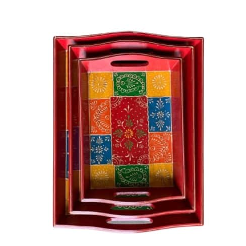 Wooden Serving Tray Set-  (Set of 3 Trays) - front_view