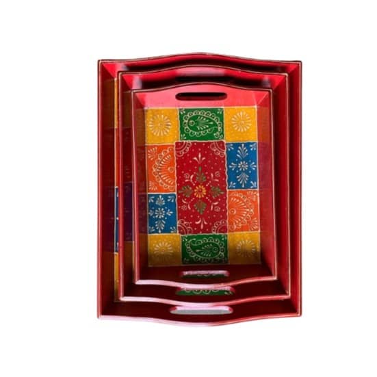 Wooden Serving Tray Set-  (Set of 3 Trays)