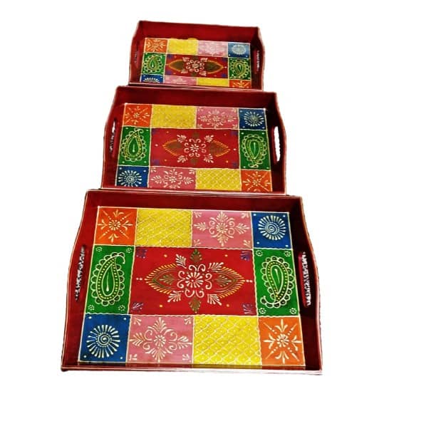 Wooden Serving Tray Set-  (Set of 3 Trays)