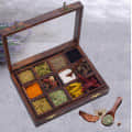 Sheesham Wooden Masala Box with Spoon |  12 - front_view