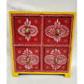 Colourful Embossed Four Pull up Drawer Wooden Box - top_view