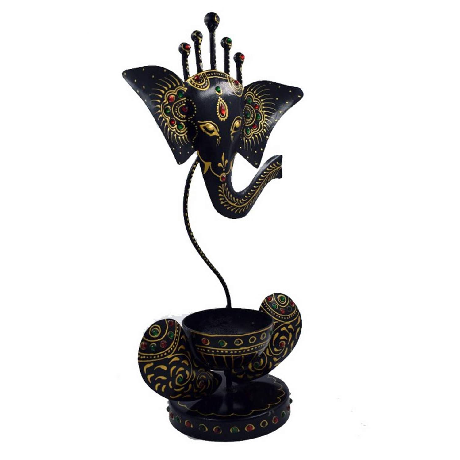 Handpainted Iron Painted  Ganesha  Light Candle Holder