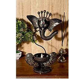 Handpainted Iron Painted  Ganesha  Light Candle Holder