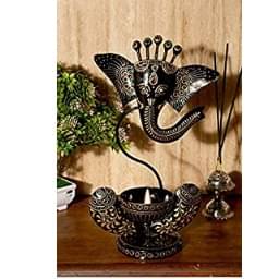Handpainted Iron Painted  Ganesha  Light Candle Holder