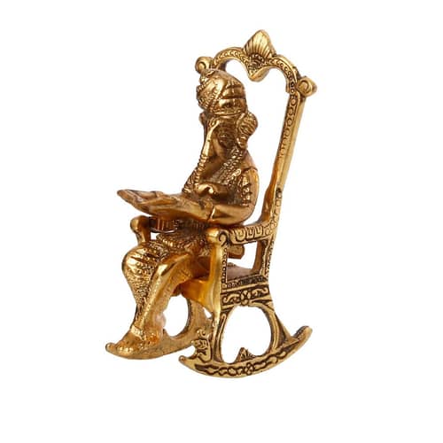 Metal Lord Ganesha Reading Ramayana Statue