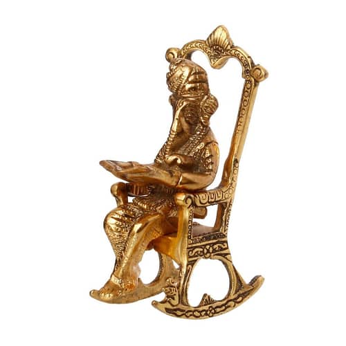 Metal Lord Ganesha Reading Ramayana Statue