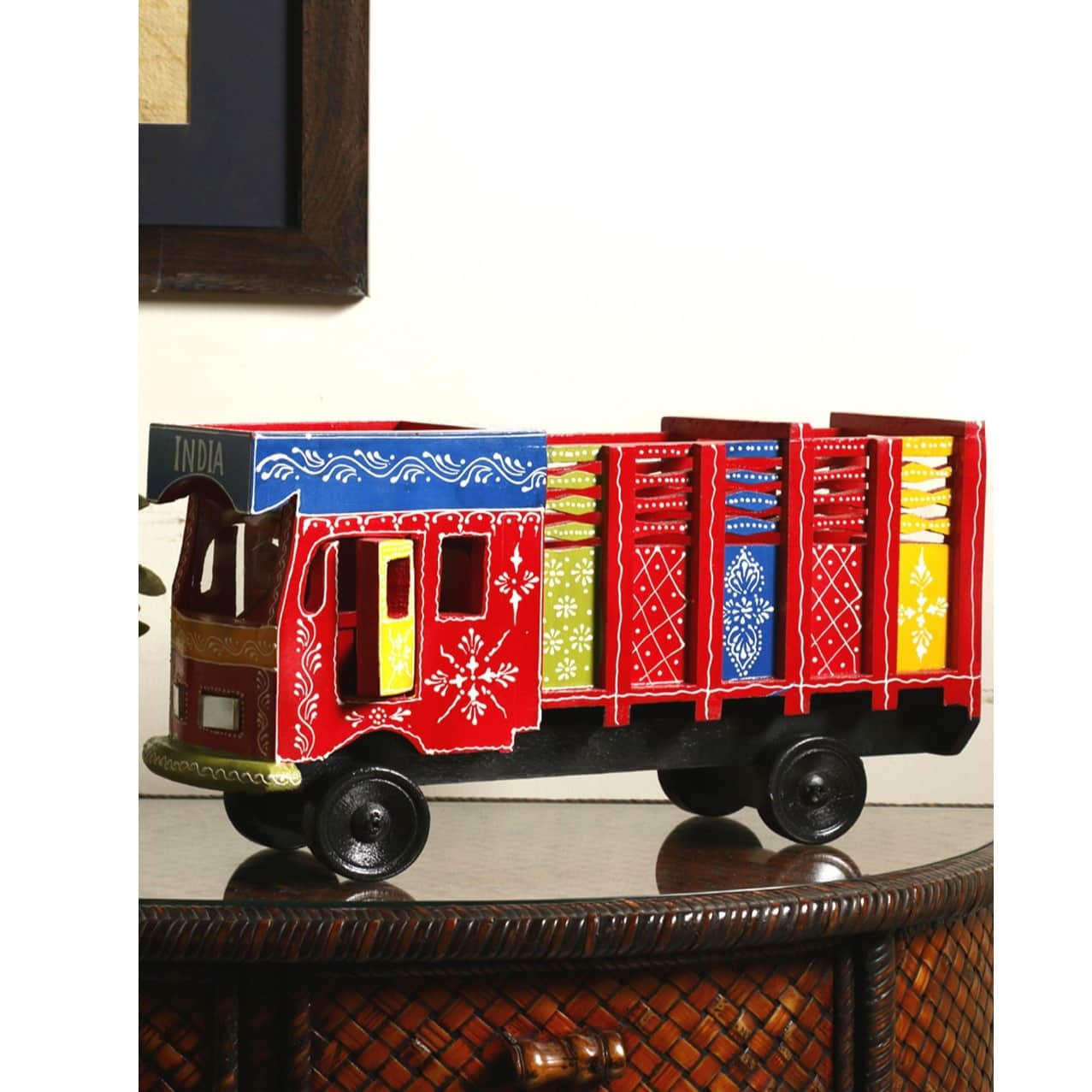 Vintage Style Classic Wooden Truck Showpiece - rear_view