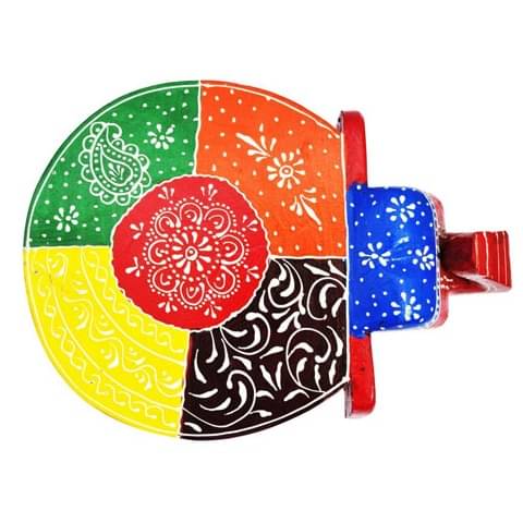 Multicolour Wooden Decorative Hand Painted Elephant Stool
