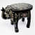 Wooden Rajasthani Hand Painted Elephant Stool - front_view