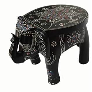 Wooden Rajasthani Hand Painted Elephant Stool