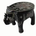 Wooden Rajasthani Hand Painted Elephant Stool - top_view