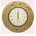 Golden Circular Vintage Analog Wall Clock - photo