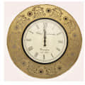 Golden Circular Vintage Analog Wall Clock - front_view