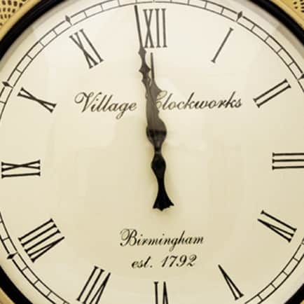 Golden Circular Vintage Analog Wall Clock - top_view