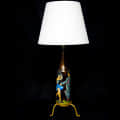 COUPLE PAINTED TABLE TOP BOTTLE LAMP WITH SHADE - photo