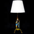 COUPLE PAINTED TABLE TOP BOTTLE LAMP WITH SHADE - front_view