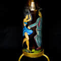 COUPLE PAINTED TABLE TOP BOTTLE LAMP WITH SHADE - left_view