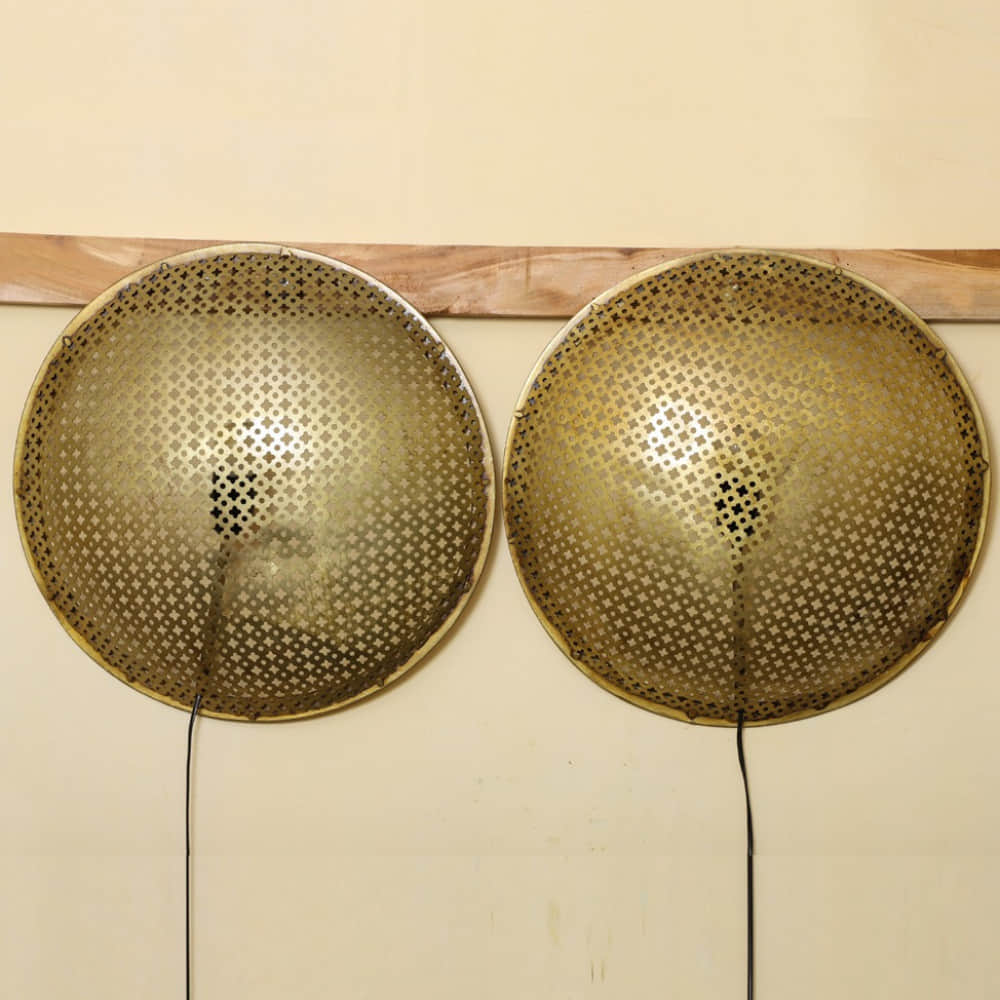 Brass Polished Wall Hanging Lamp Set Of 2 - photo