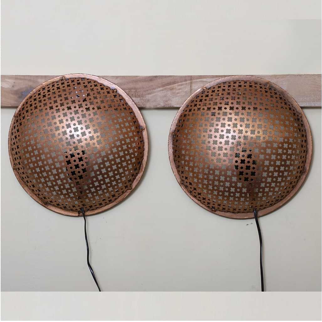 Antique Copper Polished Wall Hanging Lamp (Set Of 2) - photo