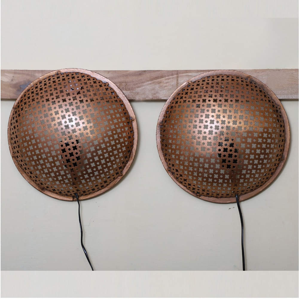 Antique Copper Polished Wall Hanging Lamp (Set Of 2) - photo
