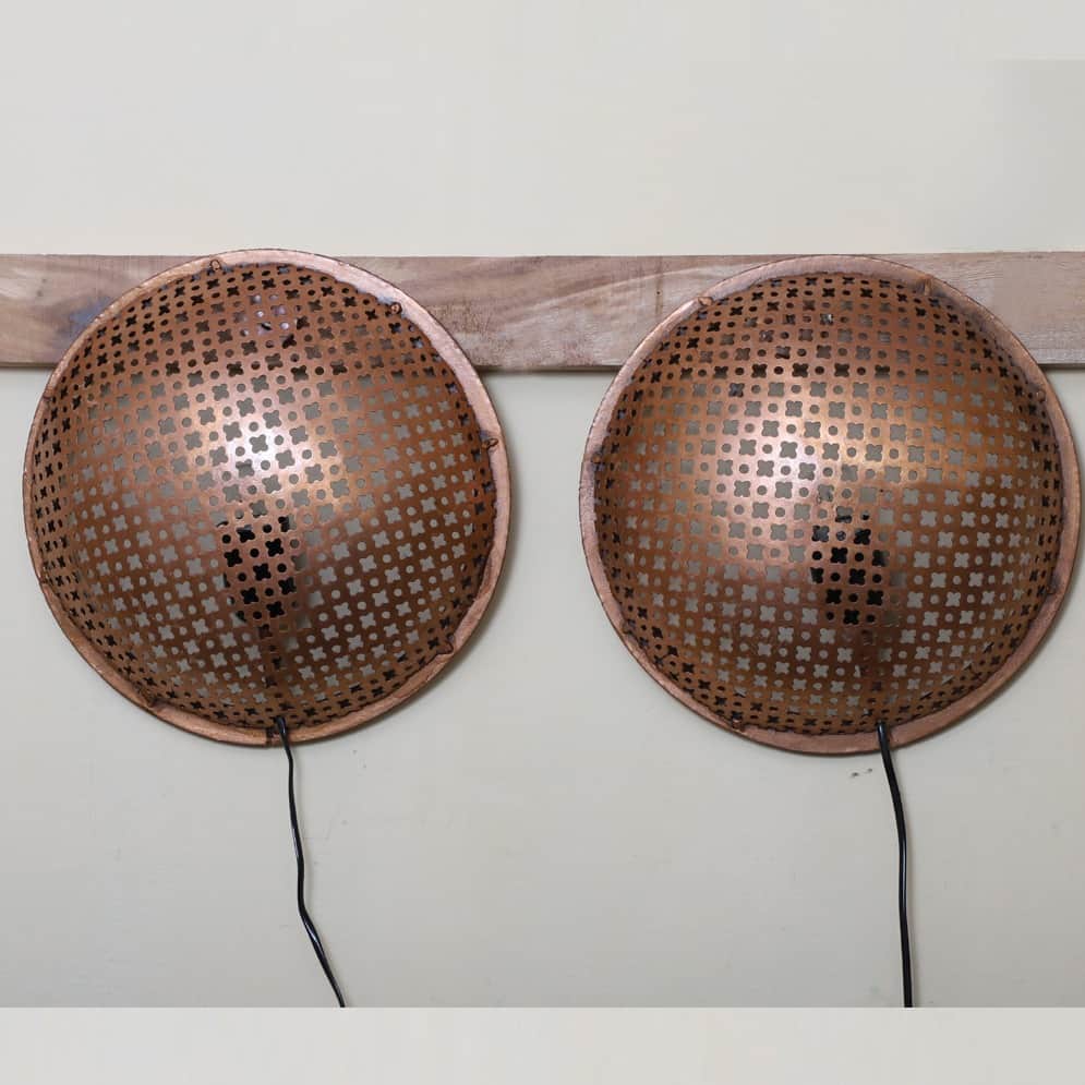 Antique Copper Polished Wall Hanging Lamp (Set Of 2) - front_view