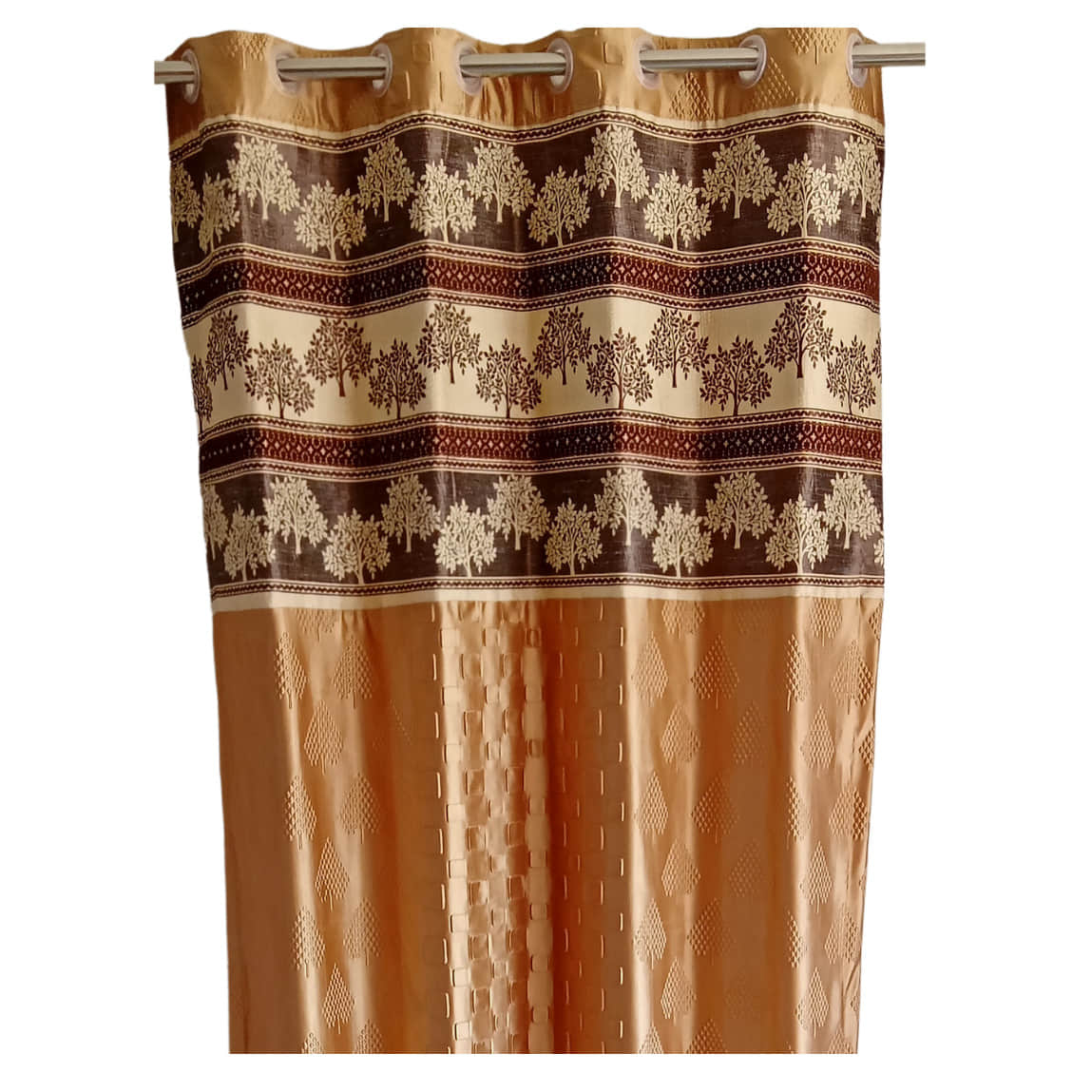 Cream Polyster Curtain - front_view
