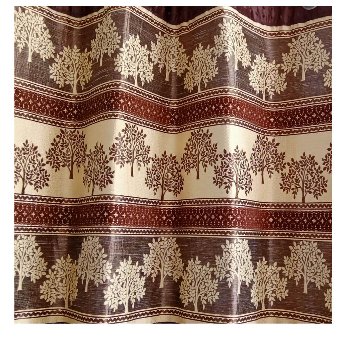 Cream Polyster Curtain - top_view