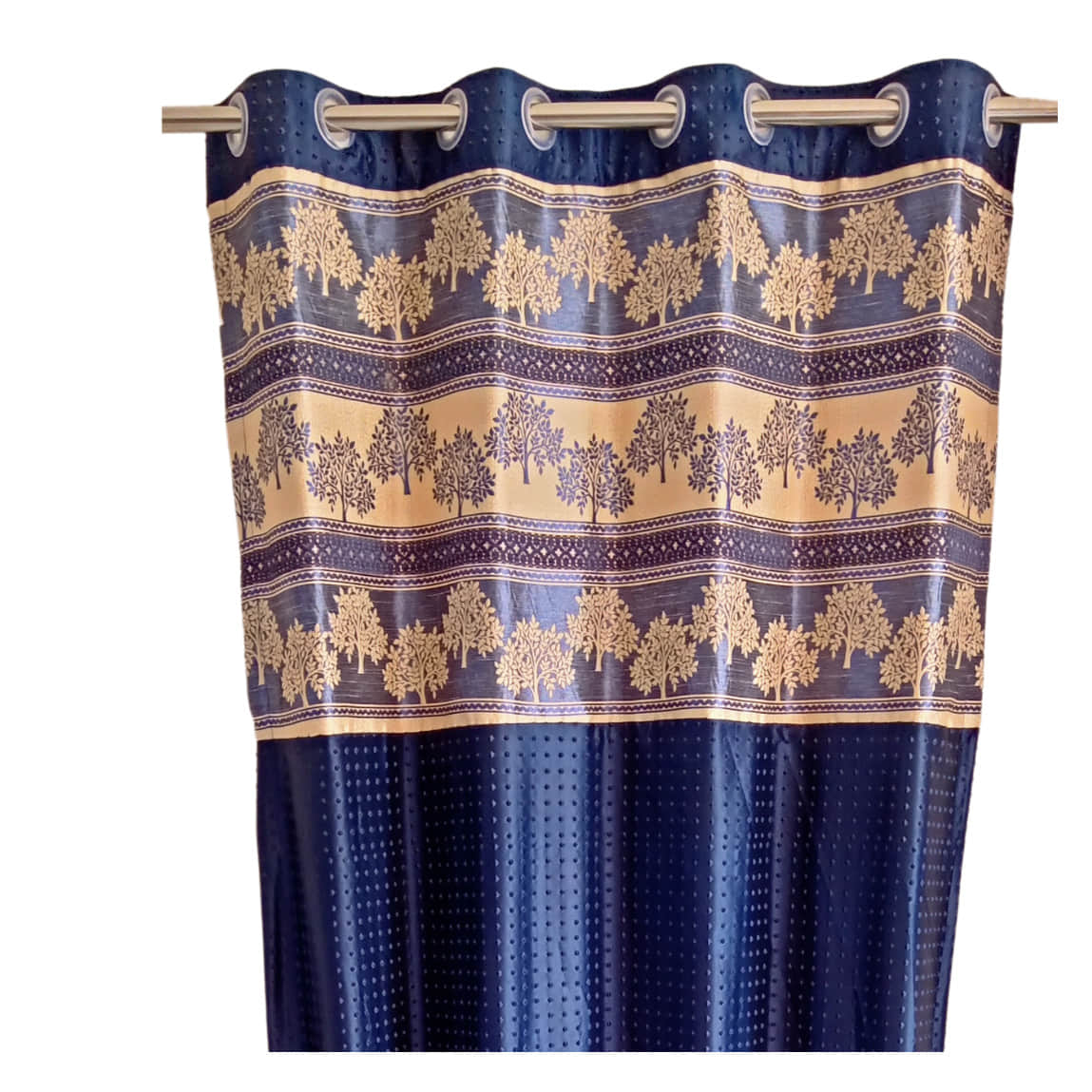 Blue Polyster Curtain 1 - front_view