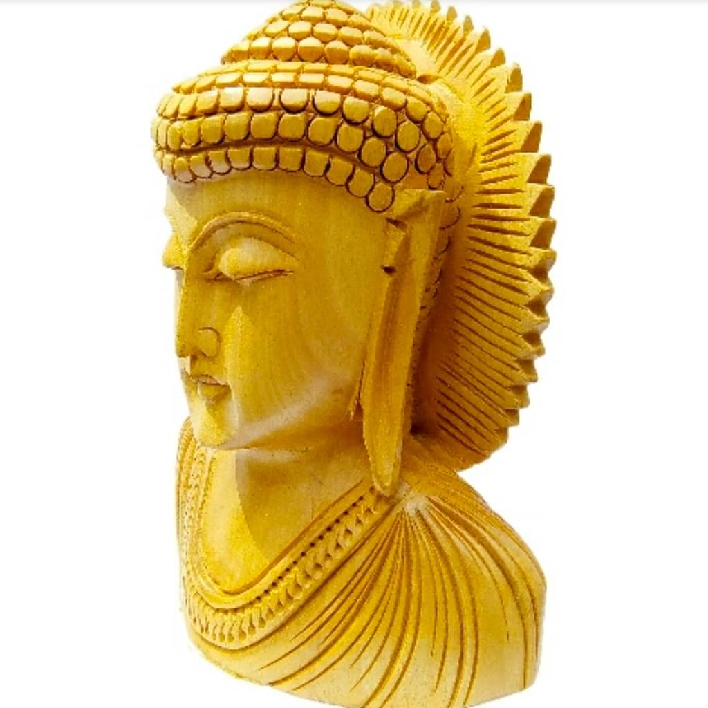 Wooden buddha head