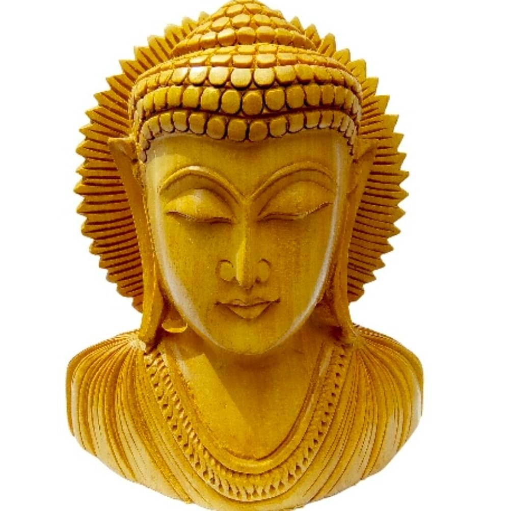 Wooden buddha head