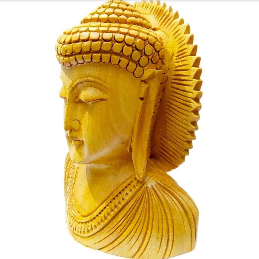 Wooden buddha head - rear_view