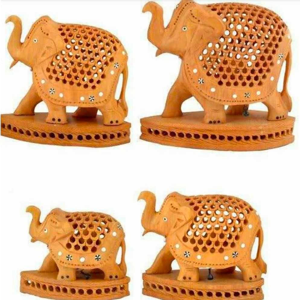 Wooden elephant undercut set of 4 piece - photo