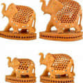 Wooden elephant undercut set of 4 piece - front_view