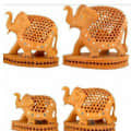 Wooden elephant undercut set of 4 piece - top_view