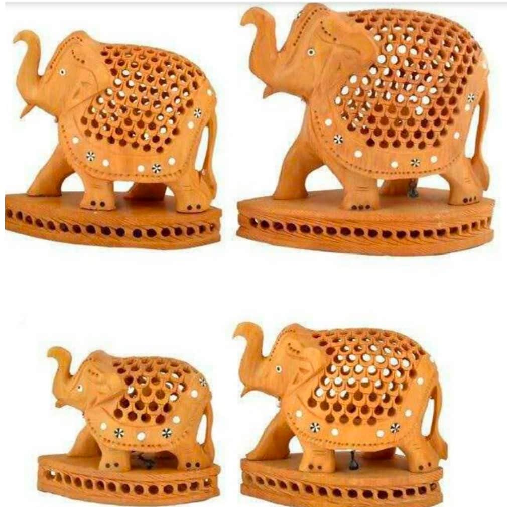 Wooden elephant undercut set of 4 piece - rear_view