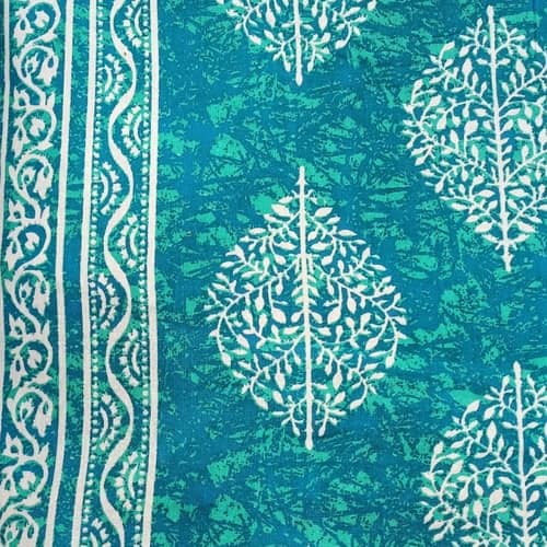 Cotton Bed Sheet in Leaf Print (Blue)