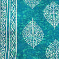 Cotton Bed Sheet in Leaf Print (Blue) - front_view