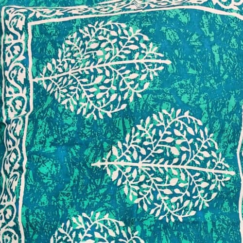 Cotton Bed Sheet in Leaf Print (Blue)