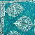 Cotton Bed Sheet in Leaf Print (Blue) - top_view