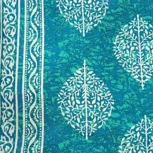 Cotton Bed Sheet in Leaf Print (Blue)