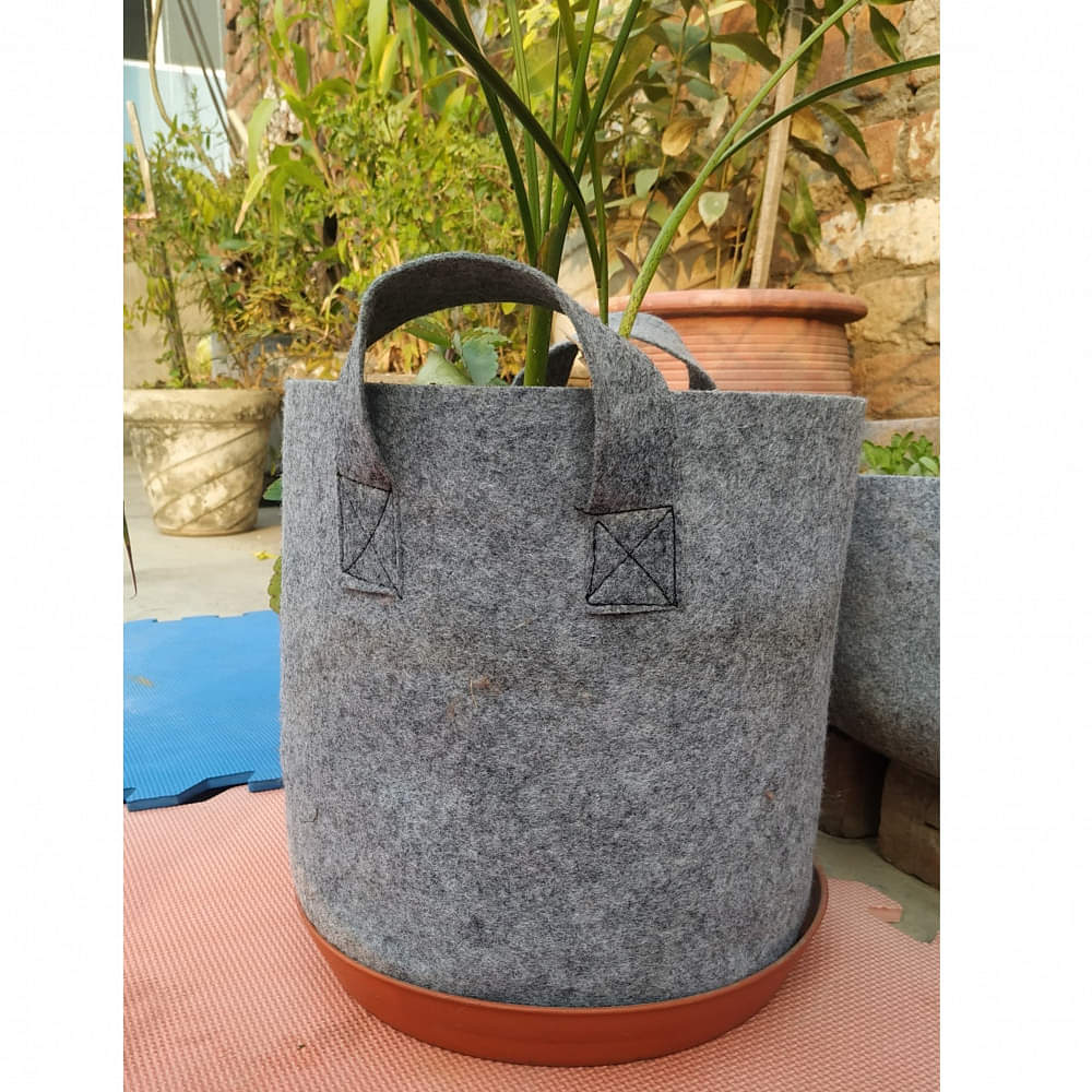 Fabric grow bags round shape set of 5 bags - photo