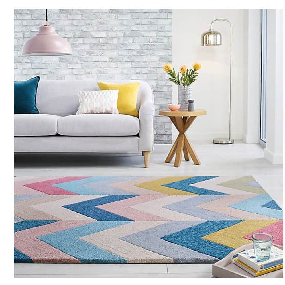 Handwoven Multicolor pattern  woolen area carpet - photo